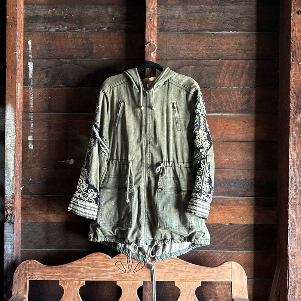 free people golden quills military parka